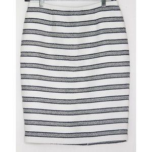 CALVIN KLEIN STRIPED PENCIL SKIRT WHITE AND NAVY